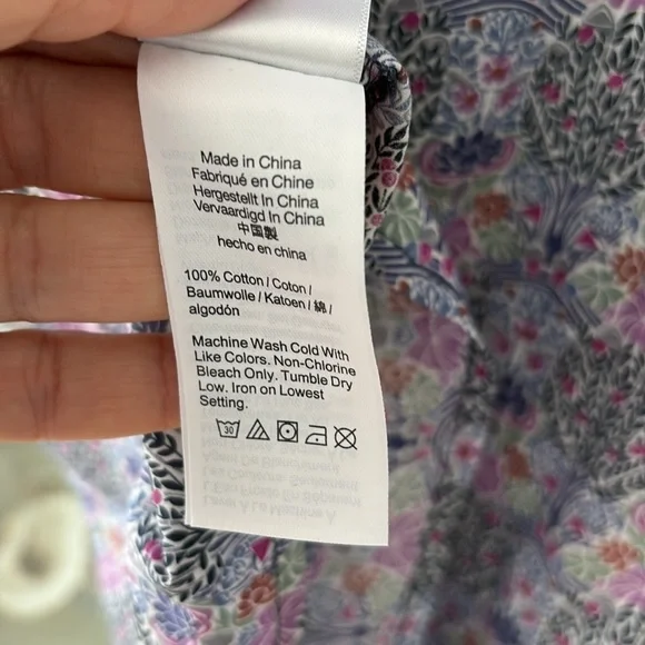 J Crew and Liberty Fabric Tie Sleeve Button Front Organic Cotton Dress Size XXS - Picture 9 of 11